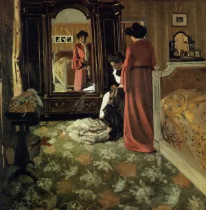 Interior, Bedroom with Two Figures Oil painting by Felix Vallotton