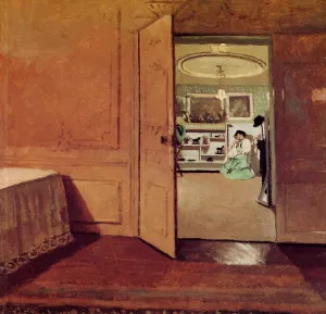 Interior, Vestibule by Lamplight Oil painting by Felix Vallotton