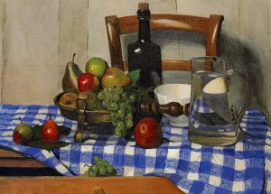 Still Life with Blue Checkered Tablecloth by Felix Vallotton Oil Painting