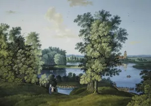 View of the Large Pond in the Park in Tsarskoye Selo by Feodosy Fyodorovich Shchedrin Oil Painting