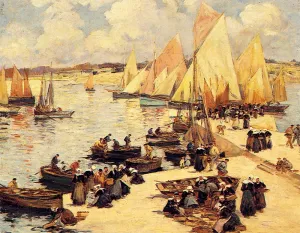 A French Harbor by Fernand Marie Legout-Gerard Oil Painting