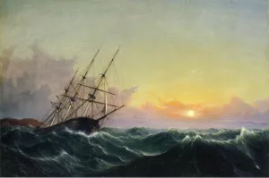 A Storm, Breaking Away, Vessel Slipping Her Cable by Fitz Hugh Lane Oil Painting