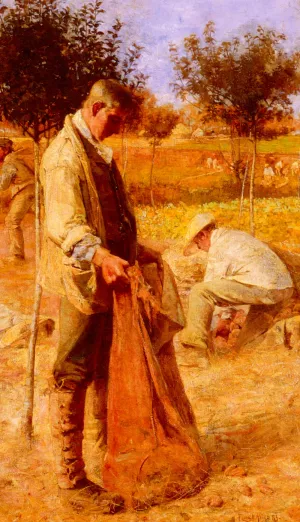 The Potato Harvesters by Flora Macdonald Reid Oil Painting