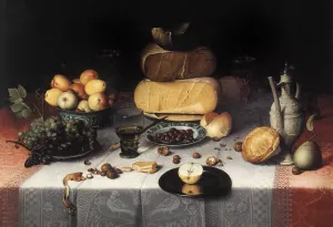 Laid Table with Cheeses and Fruit by Floris Claesz Van Dijck Oil Painting