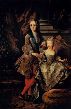 Portrait of Louis XV of France and Maria Anna Victoria of Spain by Francois De Troy Oil Painting