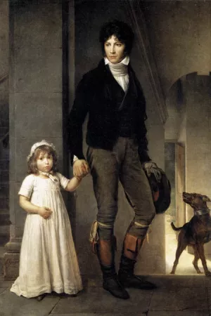 Jean-Baptist Isabey, Miniaturist, with His Daughter by Francois Gerard Oil Painting