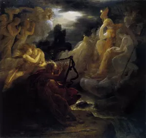 Ossian Awakening the Spirits on the Banks of the Lora with the Sound of His Harp by Francois Gerard Oil Painting
