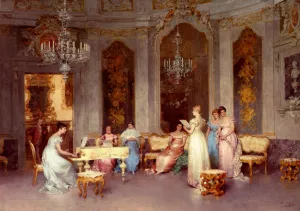 Parlor Scene by Francesco Beda Oil Painting