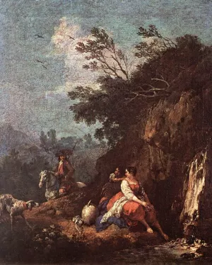 Landscape with a Rider by Francesco Zuccarelli Oil Painting