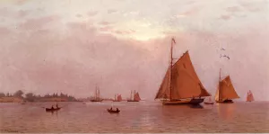 Ships Becalmed by Francis A. Silva Oil Painting