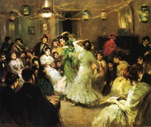 A Family Party, Triana, Sevilla by Francis Luis Mora Oil Painting