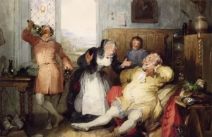 Falstaff and Mistress Quickly from 'The Merry Wives of Windsor' by Francis Philip Stephanoff Oil Painting