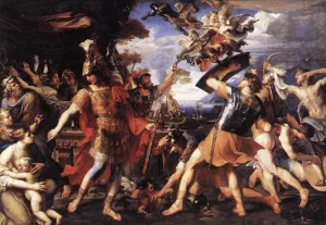 Aeneas and His Companions Fighting the Harpies by Francois Perrier Oil Painting