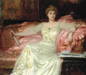Portrait of Mrs. W. K. D'Arcy by Frank Dicksee Oil Painting