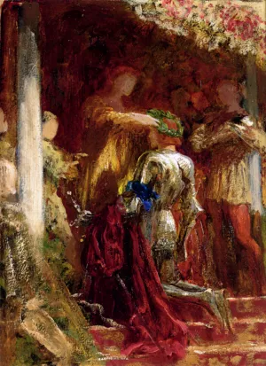 Victory, a Knight Being Crowned with a Laurel-Wreath by Frank Dicksee Oil Painting