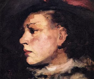 Profile of Girl with Hat by Frank Duveneck Oil Painting
