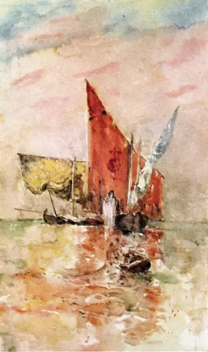 Red Sail, Venice by Frank Duveneck Oil Painting
