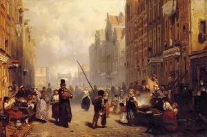The Jewish Quarter in Amsterdam by Frans Arnold Breuhaus De Groot Oil Painting