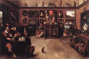 An Antique Dealer's Gallery by Frans Francken II Oil Painting