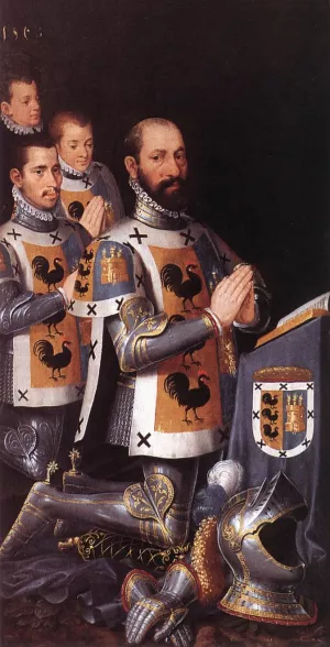 Portrait of Jan Lopez Gallo and His Three Sons by Frans Pourbus The Elder Oil Painting