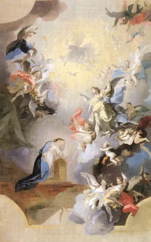 Annunciation Study by Franz Anton Maulbertsch Oil Painting