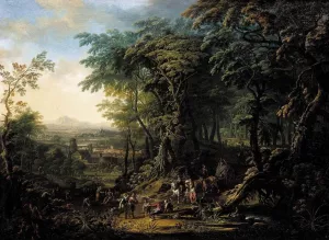 Travellers on a Forest Road by Franz Christoph Janneck Oil Painting