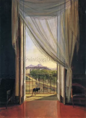 View of Naples through a Window by Franz Ludwig Catel Oil Painting