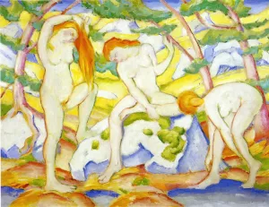 Bathing Girls by Franz Marc Oil Painting