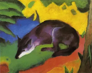 Blue-Black Fox Oil painting by Franz Marc