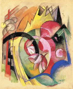 Coloful Flowers also known as Abstract Forms by Franz Marc Oil Painting