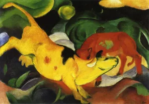 Cows, Yellow-Red-Green by Franz Marc Oil Painting