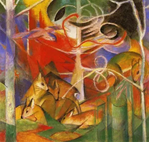 Deer in the Forest Oil painting by Franz Marc