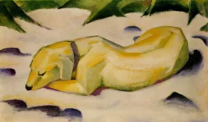 Dog Lying in the Snow Oil painting by Franz Marc