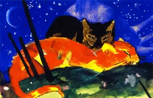 Two Cats by Franz Marc Oil Painting