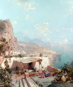 Amalfi, Golfe de Salerne by Franz Richard Unterberger Oil Painting
