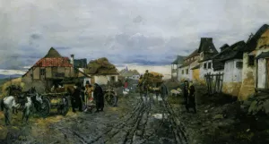Village Traders by Franz Roubaud Oil Painting