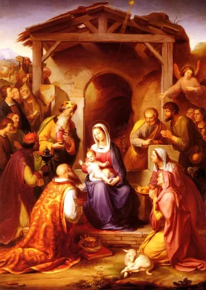 Gerburt Christi by Franz Von Rohden Oil Painting