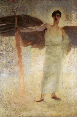 Angel with the Flaming Sword by Franz Von Stuck Oil Painting