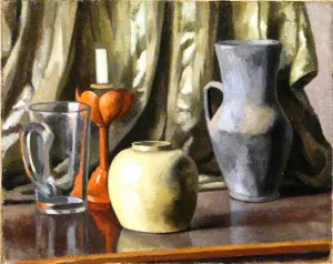 Still Life with Candle and Earthenware Pots by Roger Fry Oil Painting