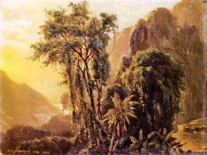 A Glimpse of the Caribbean Sea from the Jamaica Mountains by Frederic Edwin Church Oil Painting
