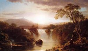 Landscape with Waterfall by Frederic Edwin Church Oil Painting
