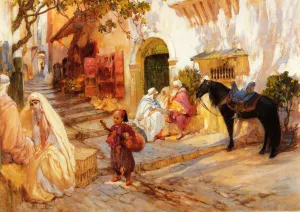 A Street in Algeria by Frederick Arthur Bridgman Oil Painting