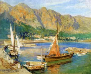Sailboats, South of France Oil painting by Frederick Arthur Bridgman