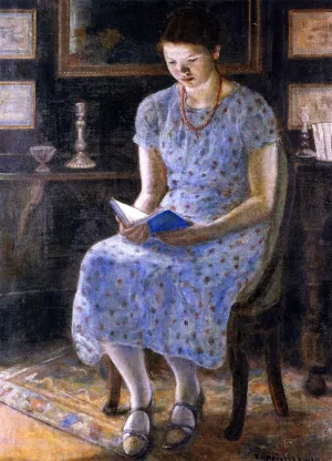 Blue Girl Reading by Frederick C. Frieseke Oil Painting