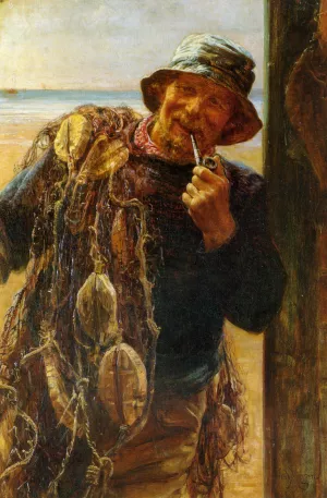 A Jovial Fisherman by Frederick Morgan Oil Painting