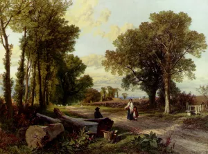 A Wayside Conversation by Frederick William Hulme Oil Painting