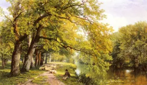 At Ockman, Surrey in Summer by Frederick William Hulme Oil Painting