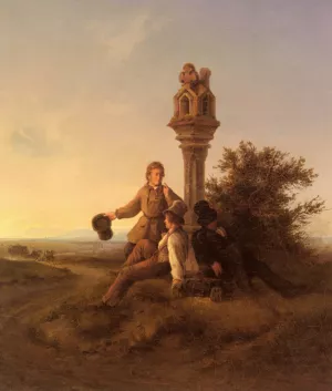 Rastende Wanderer by Friedrich Simon Oil Painting