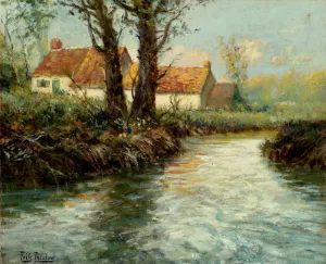 House By The Water's Edge by Fritz Thaulow Oil Painting