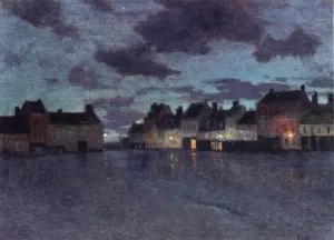 Marketplace in Dieppe, After a Rainstorm by Fritz Thaulow Oil Painting